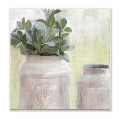 12 In. X 12 In. «White Farmhouse Mill Can Filled with Greenery» by Kimberly Alle