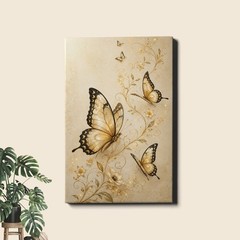Gold Floral Poster Print White Flowers Leaves Botanical Design