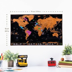 Scratch Off World Map 28×16.5 Travel Poster USA States Large Wall Map Gift Kit