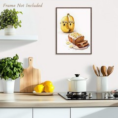 Funny Kitchen Wall Art, Whimsical Banana & Bread Canvas Poster for Eclectic K…