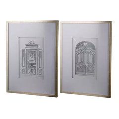 Framed 24 In. X 32 In.Set of 2 Fake Pencil Architectual Wall Art, Wall Decor Acc
