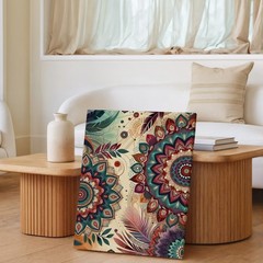 Bohemian Mandala Canvas Wall Art Feather Floral Abstract Colorful Print Home