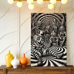 Wall Art Creepy Clown Poster Black White Surreal Gothic Horror Carnival Print