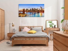 New York City Skyline Canvas Wall Art Canvas Painting Poster,DIY Framed 24″x48″