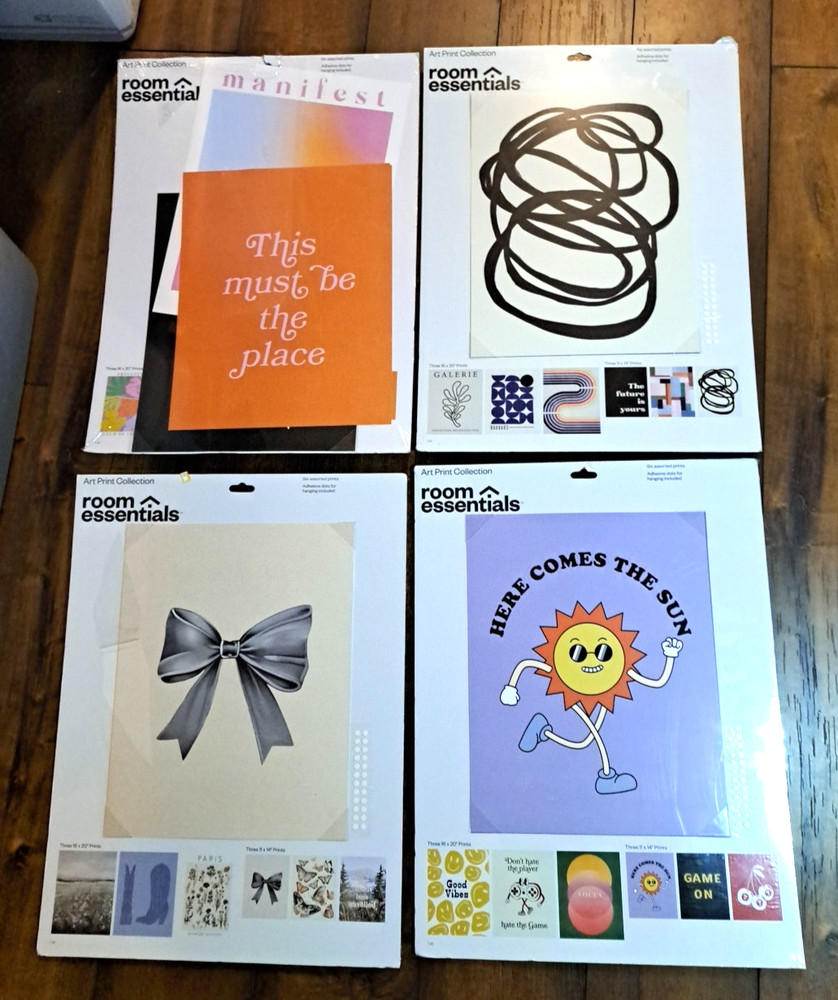 Room Essentials Art Print FOUR Sets (24) of 6 Floral Abstract Art Hippie Posters