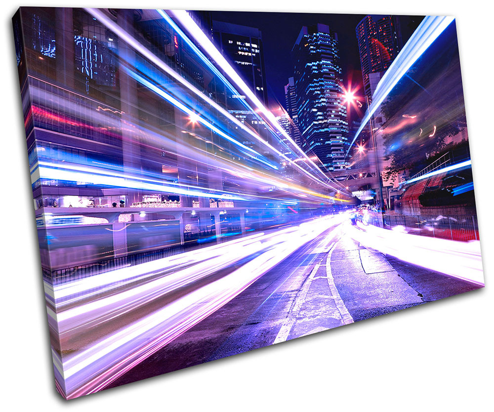 Abstract Cityscape City SINGLE CANVAS WALL ART Picture Print VA