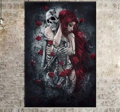 The Skeleton Girl Canvas Painting Posters And Prints. No Frame Shipped Rolled Up