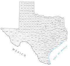 Texas County Map GLOSSY POSTER PICTURE PHOTO PRINT BANNER 12045