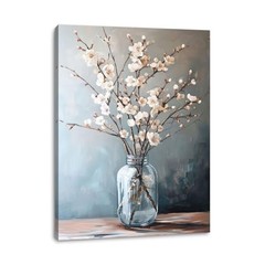 Floral Canvas 16″L x 12″W Botanical Serenity: Blush Blooms & Mercury Glass