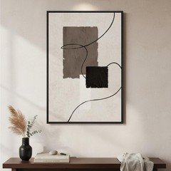 Framed Black and White Neutral Abstract Wall Art, Modern Canvas Prints Painti…