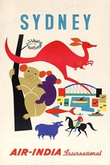 Sydney Australia 1950s Vintage Style Travel Poster – 16×24