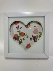 Opal House Floral Heart Framed Wall Art White 8×8
