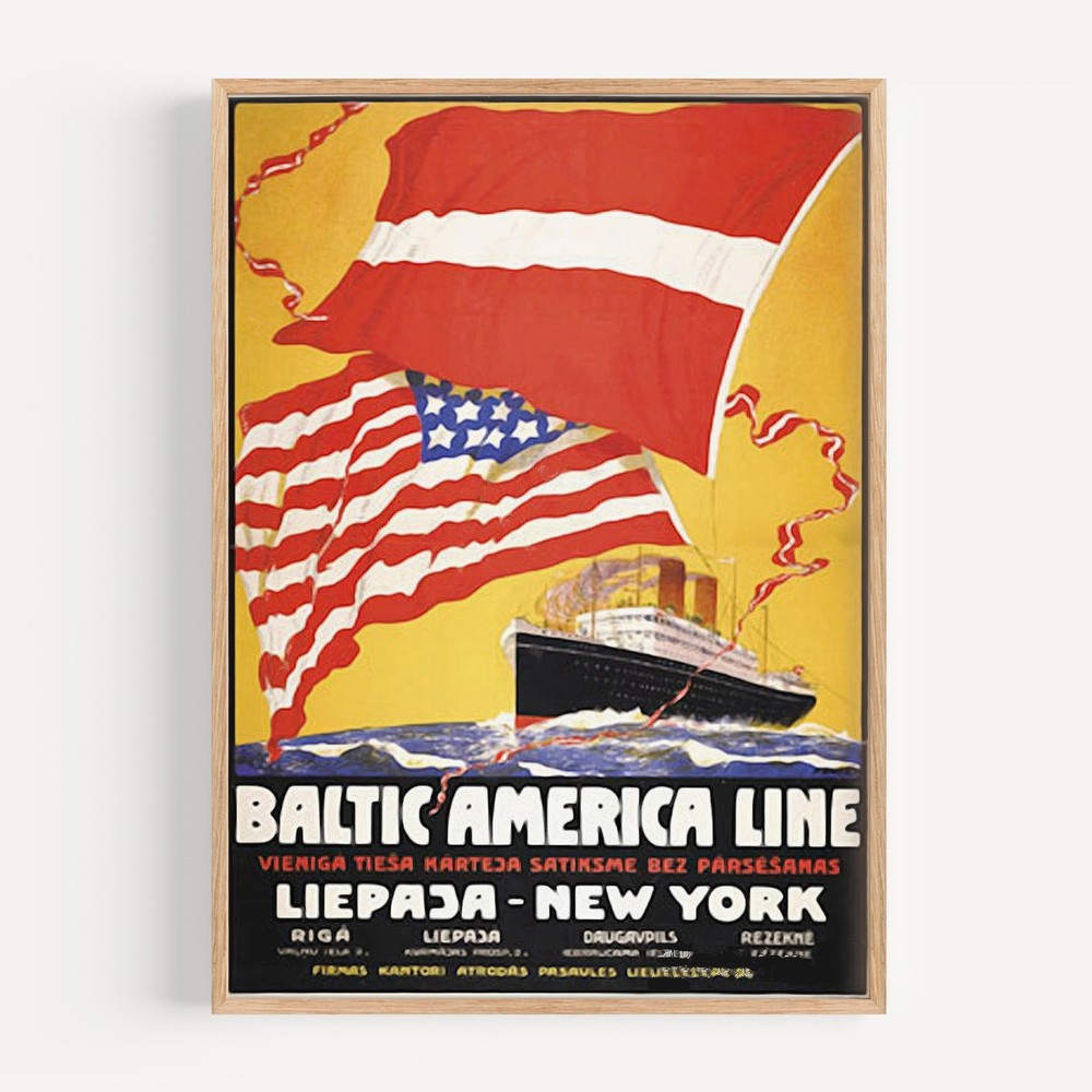 Baltic-America Line Liepaja-New York Retro Travel Poster