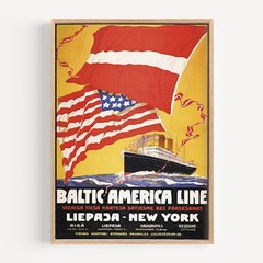 Baltic-America Line Liepaja-New York Retro Travel Poster