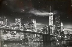 Brooklyn Bridge Manhattan Skyline At Night 36″x24″ Poster Wall Art Room – New