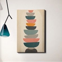 Stacked Bowls Canvas Print Geometric Abstract Still Life Modern