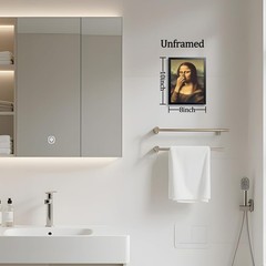 Vintage Bathroom Wall Art, Funny Mona Lisa Nose Pinching Decor 8×10 Inch