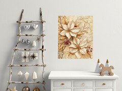 16×20 Golden Poinsettia Christmas Canvas Wall Art Canvas Print