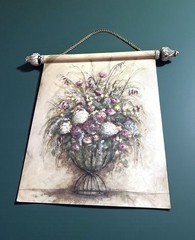 Vtg Kate Miller Mcrostie Floral Bouquet Art Print On MDF Board Scroll Cottage