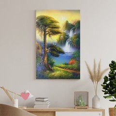 Art Poster Tree Waterfall Home Unframed Interior Canvas Decor 12×18 Inch 1-Piece