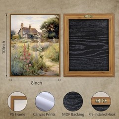 Canvas Wall Art English Cottage Garden Farmhouse Decor Framed 8x10in Floral