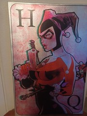 HARLEY QUINN CANVAS, ART, PAINTING QUEEN OF HEARTS (SHINY FOIL-ESQUE) 24X16