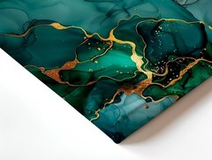 Wall Art Abstract Teal Green Gold Marble Fluid Ink Poster Canvas Print Decor
