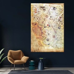 The Piri Reis Map, Ottoman Empire Map, Vintage Map, Large Wall Map,Antique World