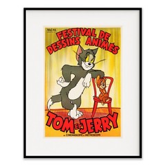 Tom and Jerry Movie Poster French Vintage Cartoon Animation Film Art Print