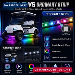 Roykaw Golf Cart LED Strip Lights, Underbody Neon Lighting Kit, Waterproof Led L